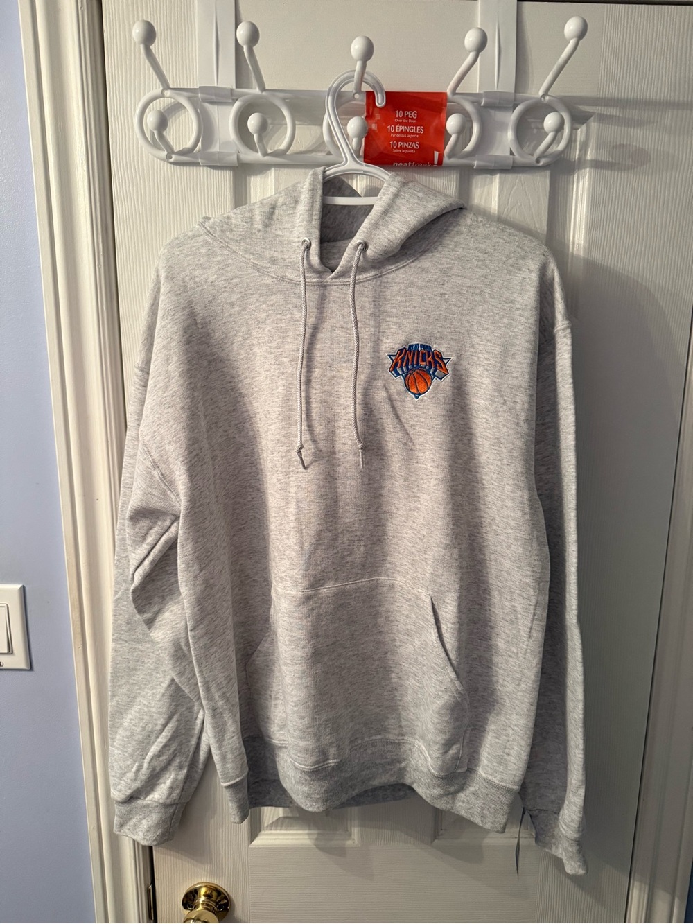 NBA New York Knicks Grey Pullover Hoodie with Orange & Blue Knicks Logo
